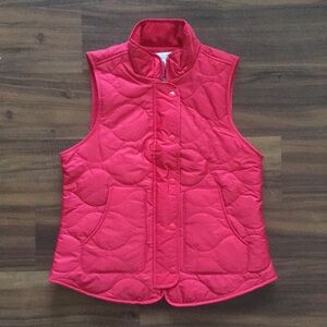 Croft & Barrow Sz PXS Red Classic Quilted Vest Fleece Lining Button Zip Pockets